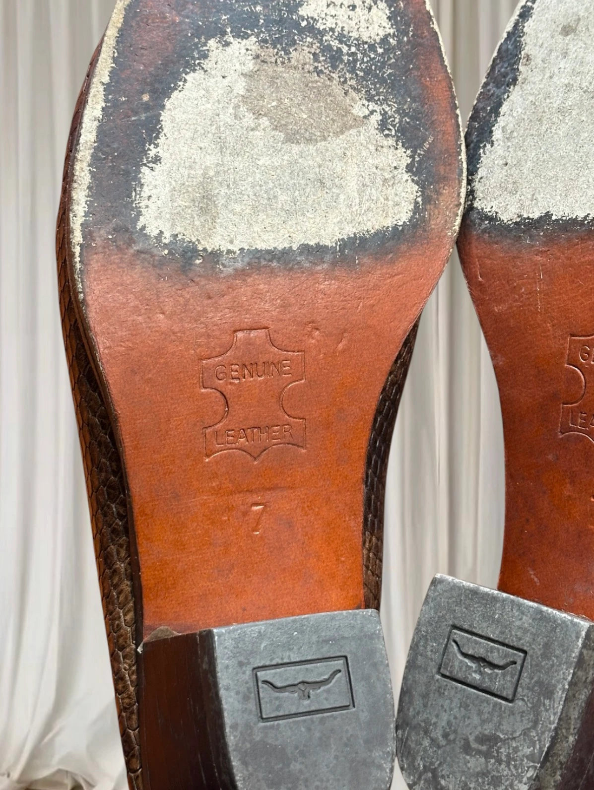 R.M. Williams Cuban Cowboy Mules Snake Skin Print Leather Women's AU7 - Image 8