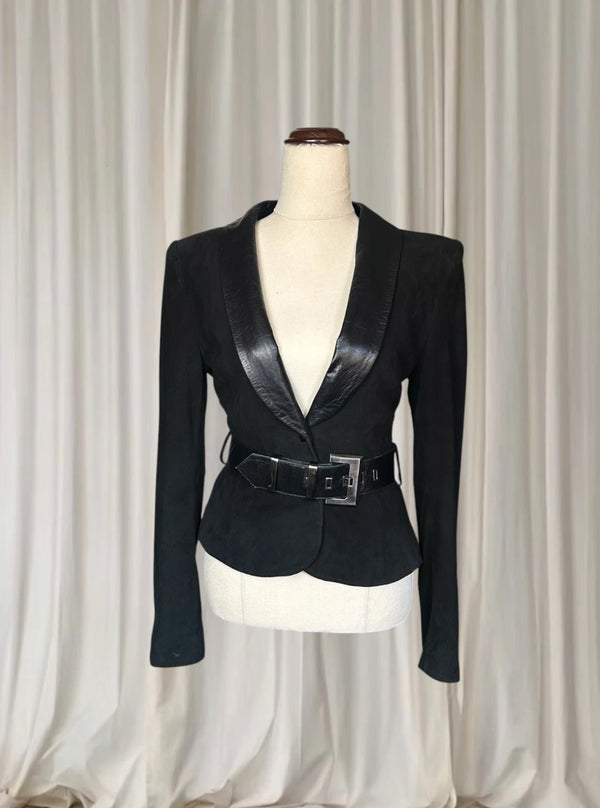Vintage Harry Who by Harry Watt Black Leather Suede Fitted Jacket AU8 - Image 1