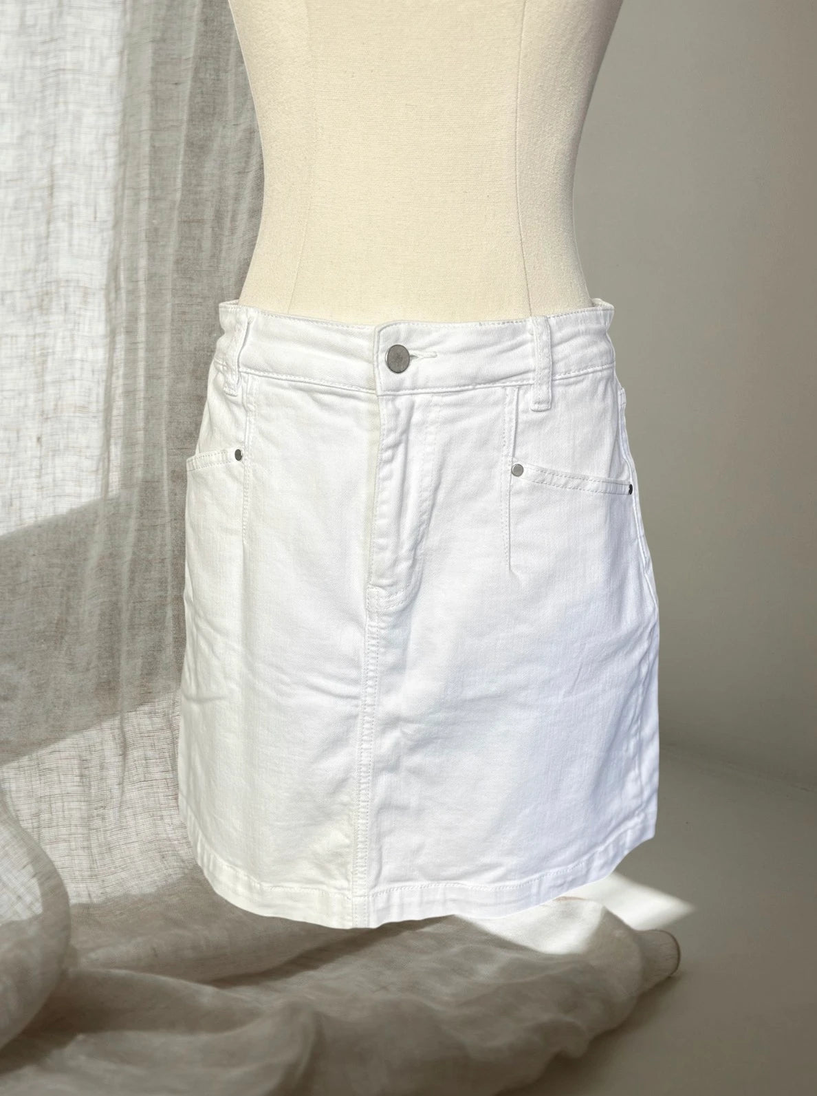 Seed Heritage White Denim Mini Skirt AU10 Women's Classic Casual Wear - Image 2