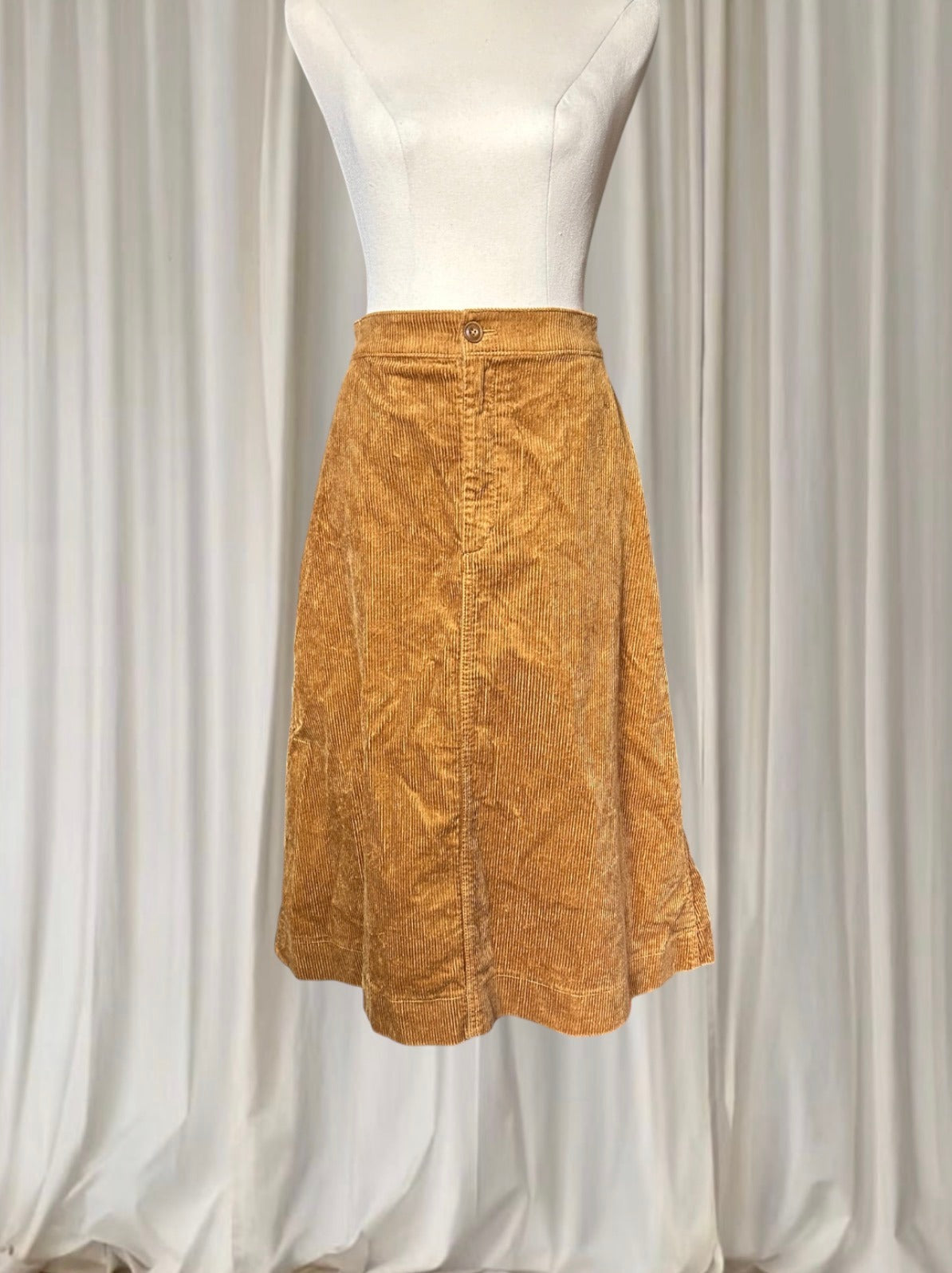 UNIQLO Cotton Corduroy A-Line Midi Skirt - Mustard Brown Size 24 XS - Image 2