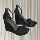 Windsor Smith Platform Wedge Heels - Versatile Black Suede Ankle Strap AU8 - Image 1