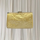 Estee Lauder Vintage Clutch - Gold Satin Rose Embossed Evening Bag - Image 2