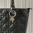 Guess Large Tote Handbag - Quilted Black Shoulder Bag - Image 6