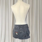 Grunge Black Denim Cargo Mini Skirt - Vintage Style BNWT L - Image 4