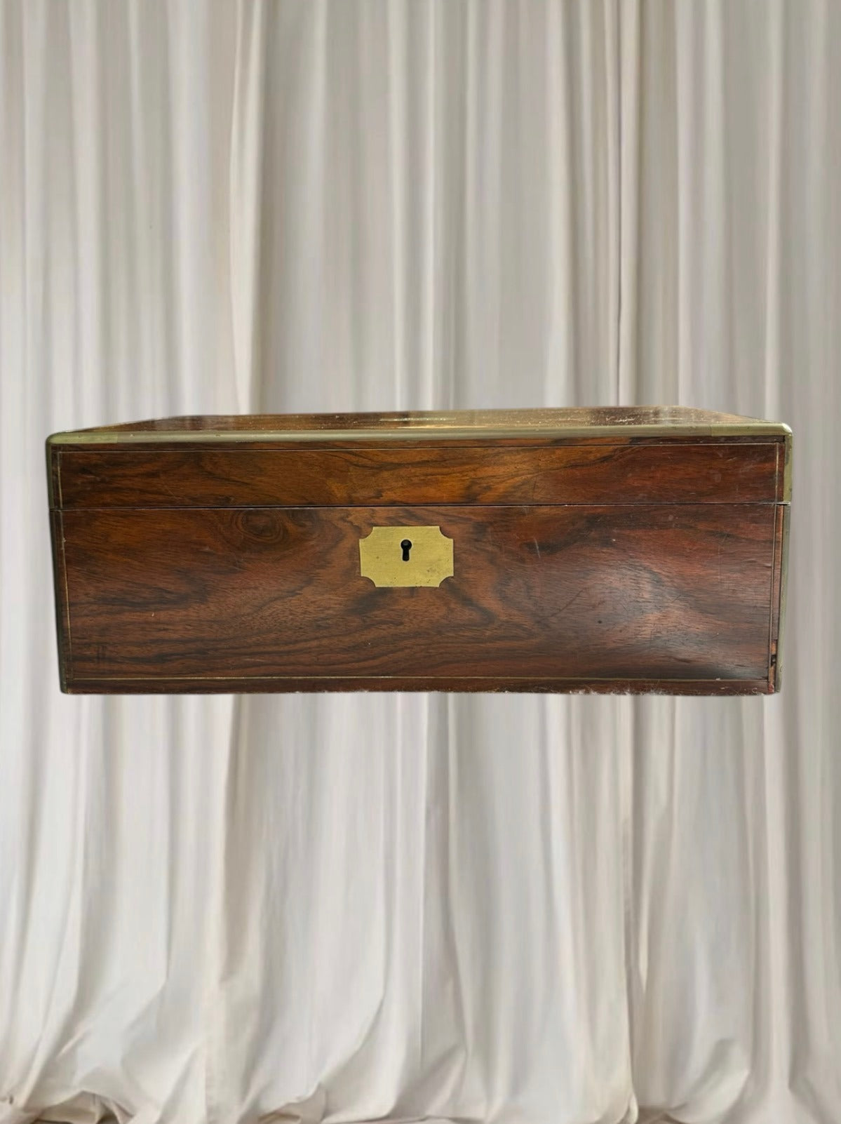Vintage Victorian Rosewood Writing Slope Box - 1880 Brass Inlay Antique - Image 2