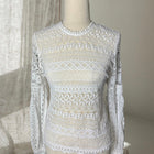 Bardot White Crochet Lace Long Sleeve Blouse - Textured Layering Piece AU10 - Image 2