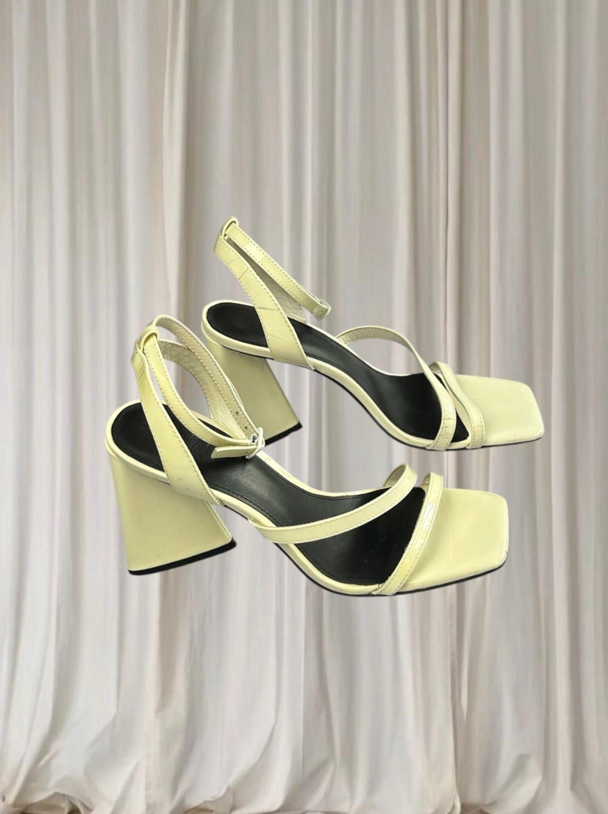 Wittner Strappy Block Heel Sandals - White Patent Square Toe EU37 - Image 2