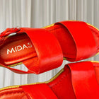Midas Leather Espadrille Wedge Sandals - Red Platform Style 37 - Image 5