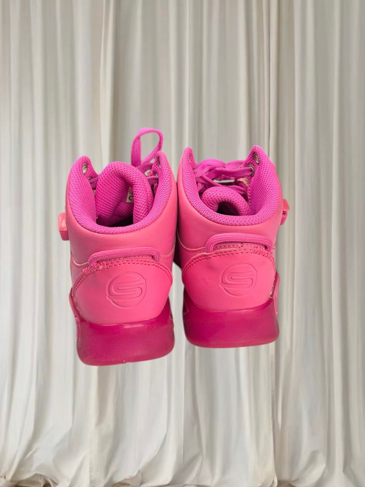 Skechers S-Lights Remix High-Top Sneakers Vibrant Hot Pink Light-Up Kids Shoes - Image 6