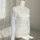 Bardot White Crochet Lace Long Sleeve Blouse - Textured Layering Piece AU10 - Image 3