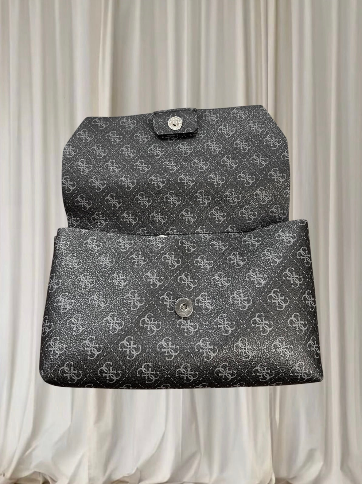 GUESS Monogram Grey Top Handle Bag - Iconic Logo Print - Image 3
