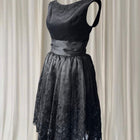 1960s Jacqueline Hogan Velvet Cocktail Dress - Vintage Black Beaded XS - Image 4