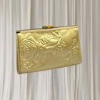Estee Lauder Vintage Clutch - Gold Satin Rose Embossed Evening Bag - Image 3