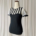 REVIEW Vintage Striped Ruffle Detail Blouse - Black and White Puff Sleeve Top - Image 3