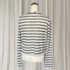 &Me Striped Raw Edge Knit Long Sleeve Top - Black And Cream - Image 5