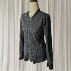 Verge Punk Grunge PinStriped Blouse - Hook and Eye Front Detail M - Image 4