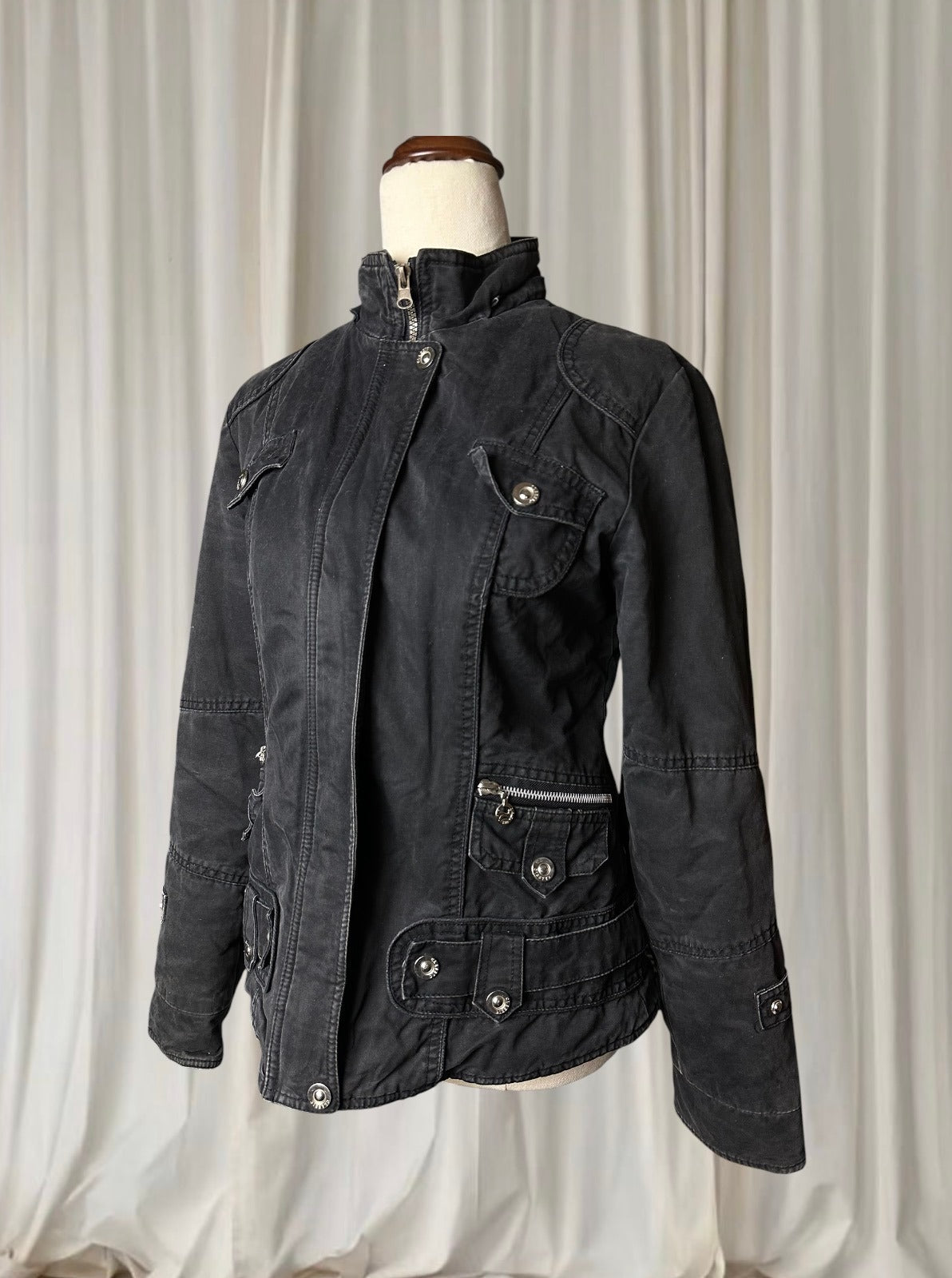 Vintage Grunge Fu Hua Nian Utility Field Jacket - Black Layering Piece S - Image 2