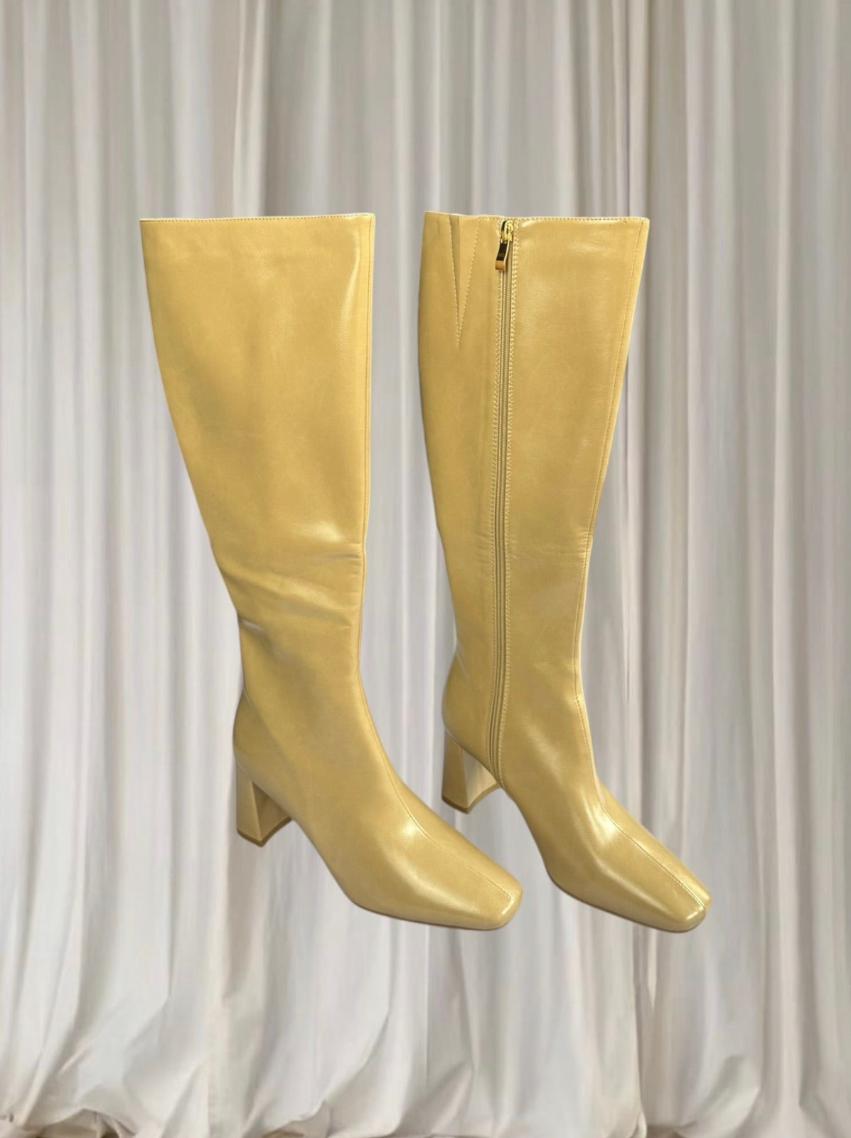 Billini Friska Beige Patent Knee-High Boots - Sesame Shimmer BNIB 7AU - Image 4