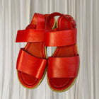 Midas Leather Espadrille Wedge Sandals - Red Platform Style 37 - Image 3