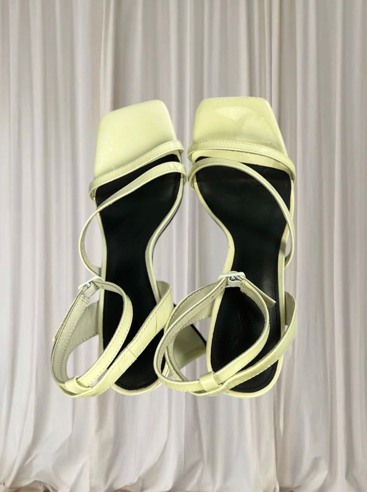 Wittner Strappy Block Heel Sandals - White Patent Square Toe EU37 - Image 4