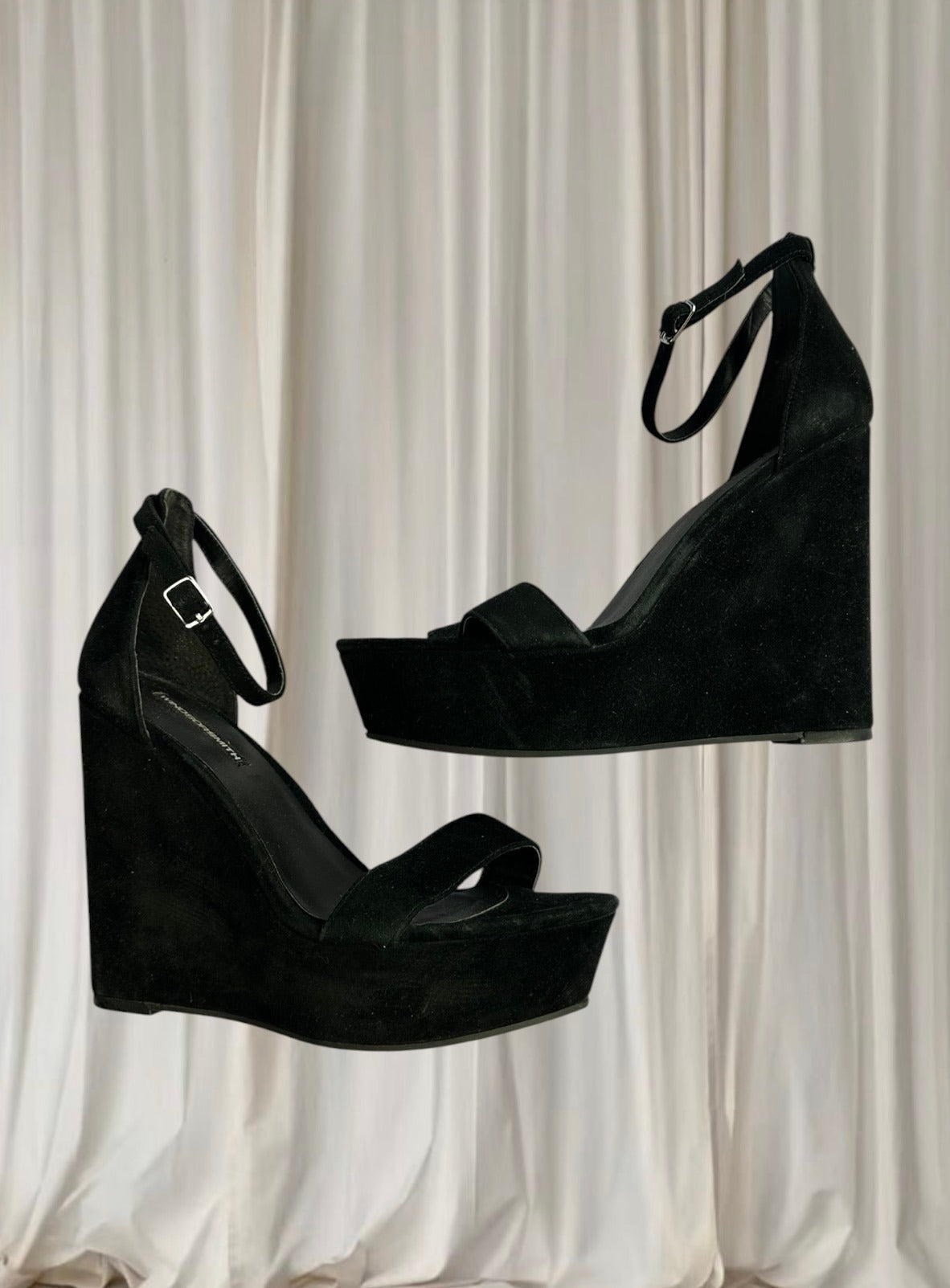 Windsor Smith Platform Wedge Heels - Versatile Black Suede Ankle Strap AU8 - Image 4