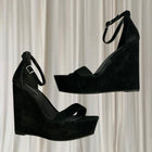 Windsor Smith Platform Wedge Heels - Versatile Black Suede Ankle Strap AU8 - Image 4
