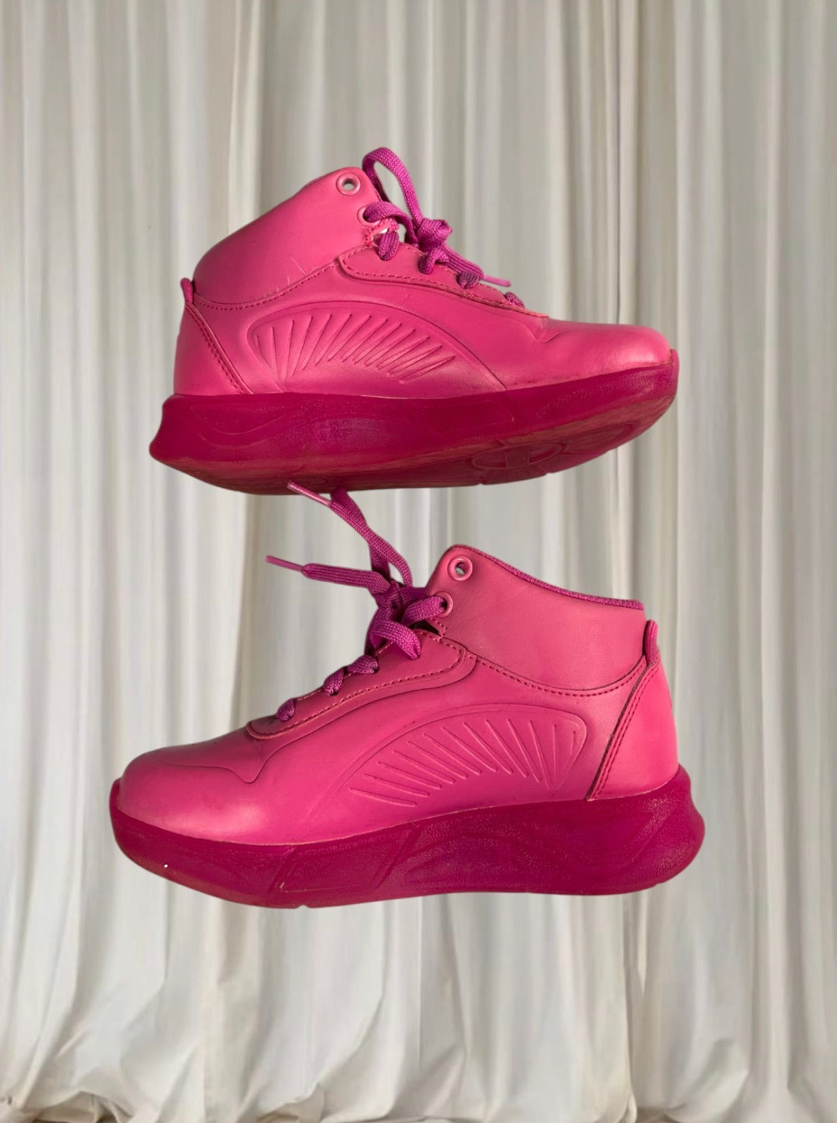 Skechers S-Lights Remix High-Top Sneakers Vibrant Hot Pink Light-Up Kids Shoes - Image 5