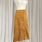 UNIQLO Cotton Corduroy A-Line Midi Skirt - Mustard Brown Size 24 XS - Image 4