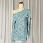 Metallic Off-the-Shoulder Knit Sweater - Blue Silver Women's M - Image 2