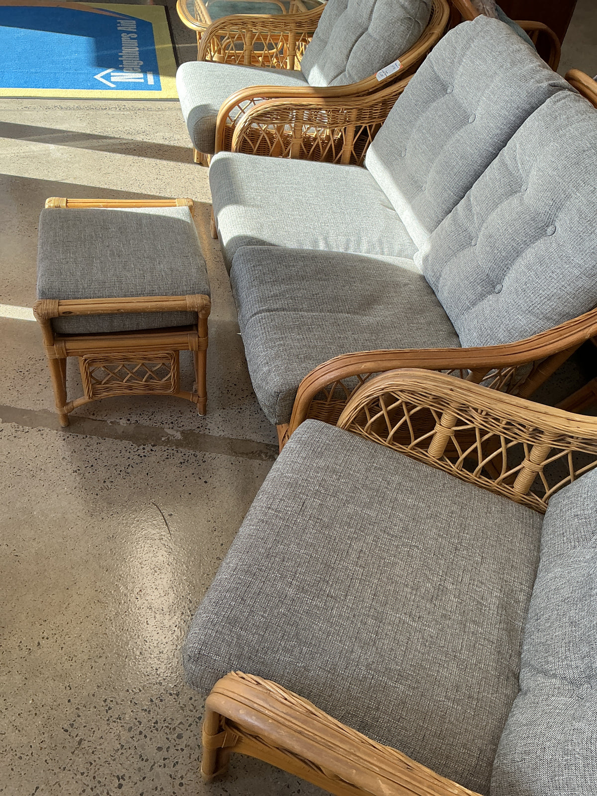Cane lounge set 5 pce