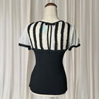 REVIEW Vintage Striped Ruffle Detail Blouse - Black and White Puff Sleeve Top - Image 5