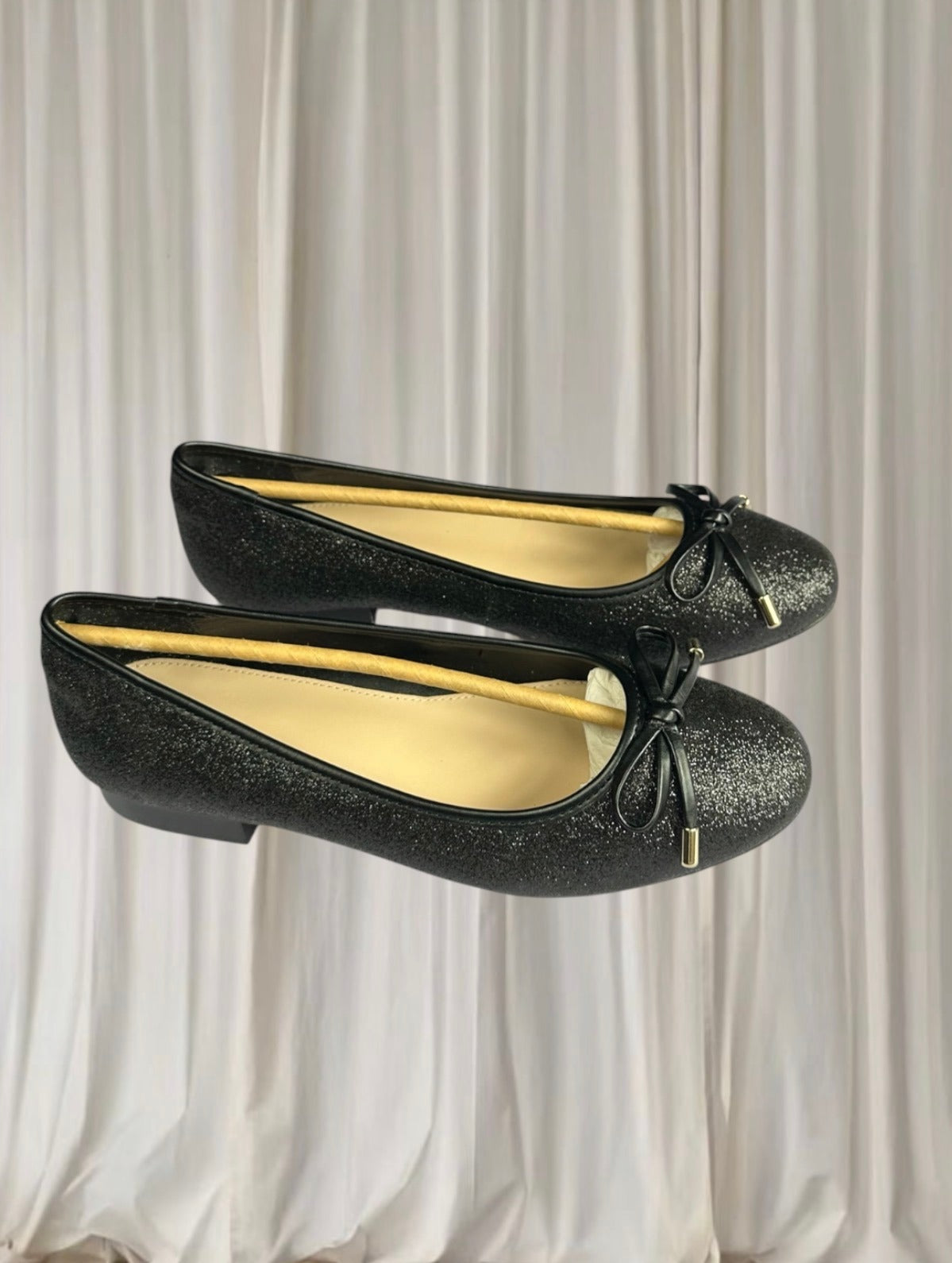 Review Ballet Flats - Zabelle Elegant Black Glitter with Bow Detail - Image 1