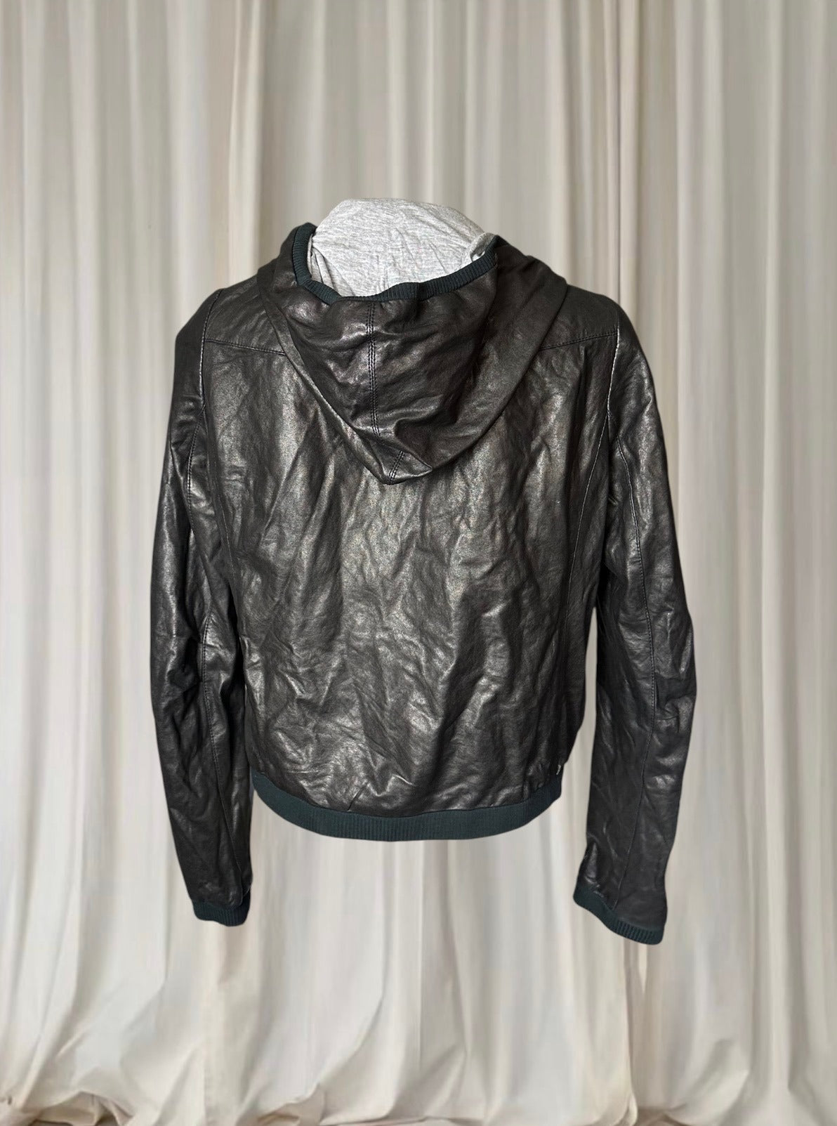 Diane Von Furstenberg Designer Black Leather Jacket Size S - Image 5