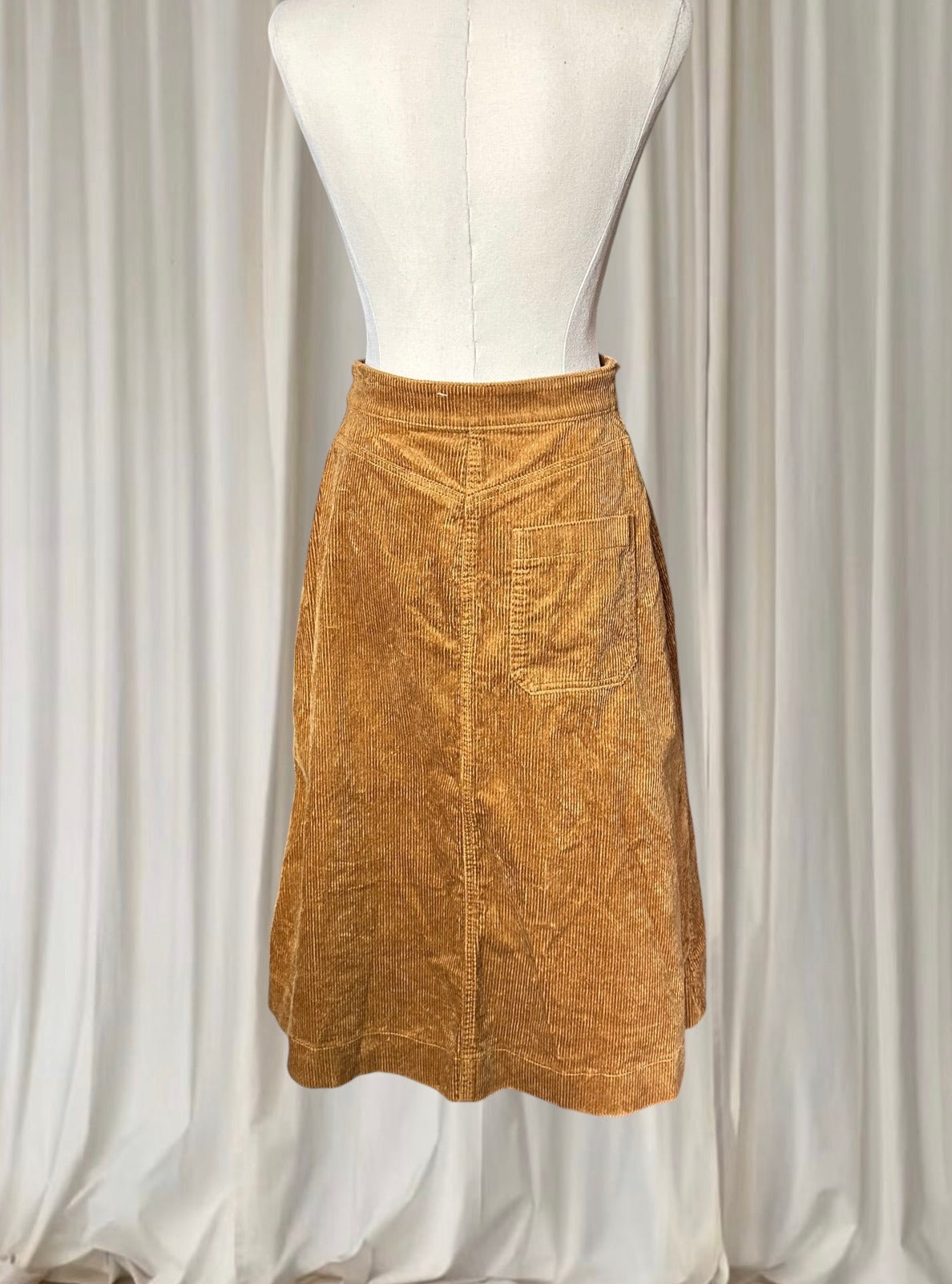 UNIQLO Cotton Corduroy A-Line Midi Skirt - Mustard Brown Size 24 XS - Image 5