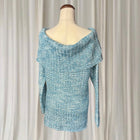 Metallic Off-the-Shoulder Knit Sweater - Blue Silver Women's M - Image 6