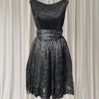 1960s Jacqueline Hogan Velvet Cocktail Dress - Vintage Black Beaded XS - Image 2