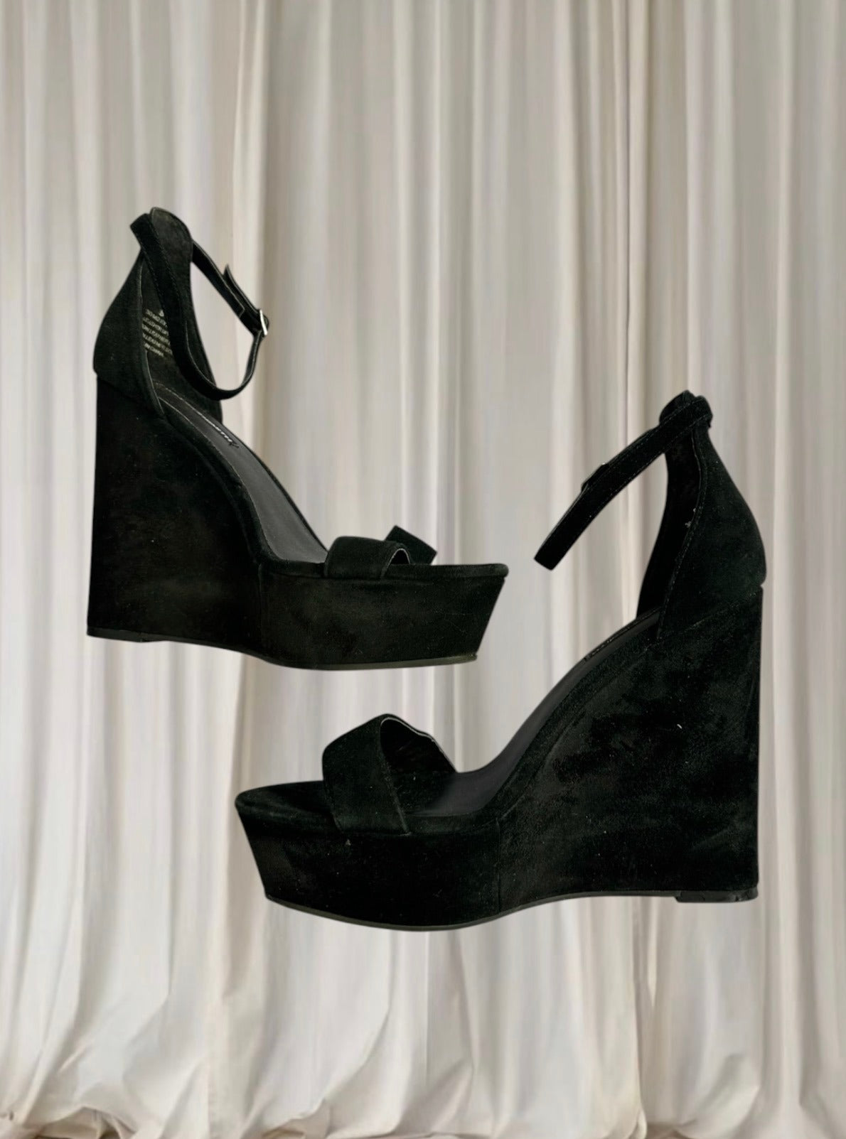Windsor Smith Platform Wedge Heels - Versatile Black Suede Ankle Strap AU8 - Image 5