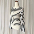 &Me Striped Raw Edge Knit Long Sleeve Top - Black And Cream - Image 4