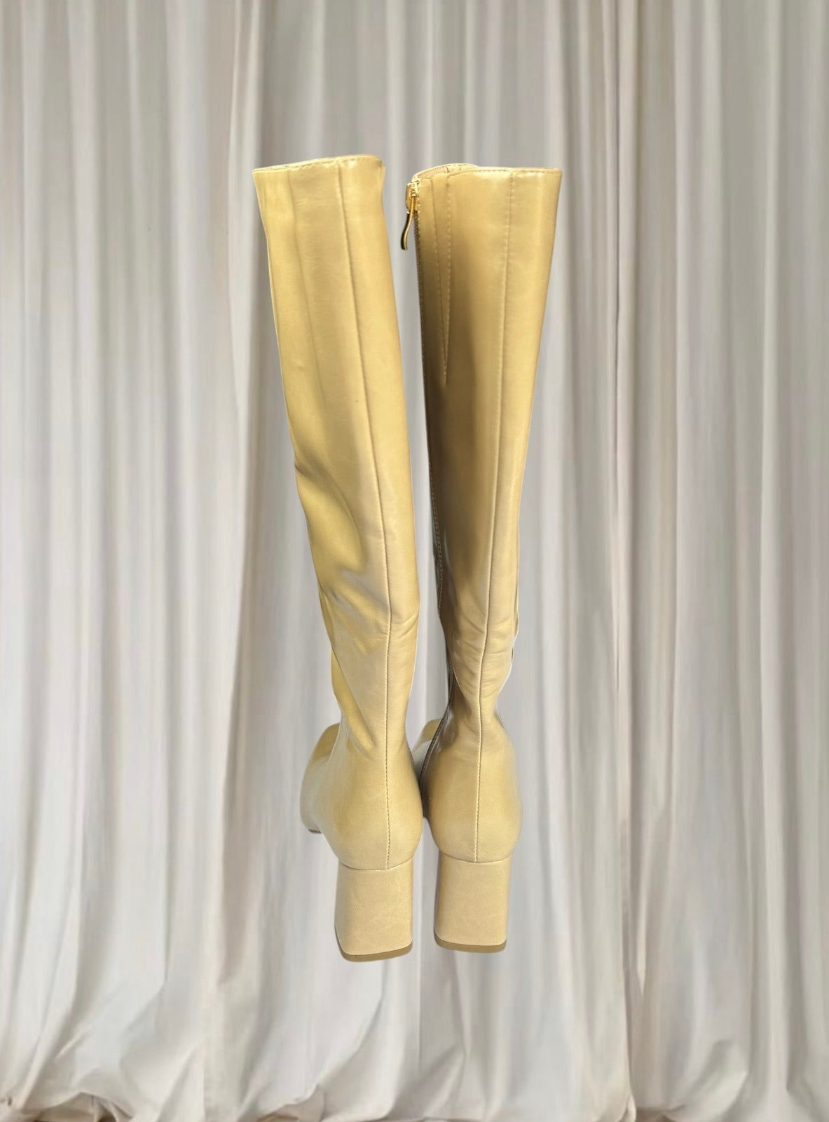 Billini Friska Beige Patent Knee-High Boots - Sesame Shimmer BNIB 7AU - Image 6