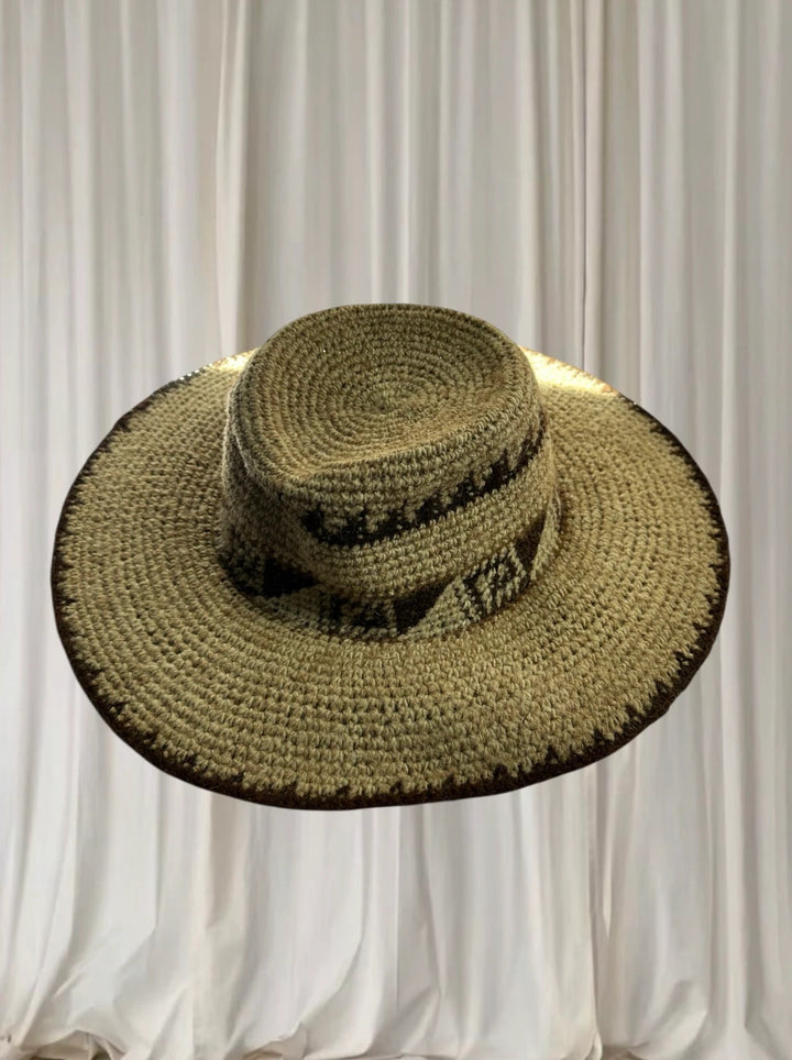 Artisanal Alpaca Wool Wide-Brimmed Sun Hat - Breathable Woven Design