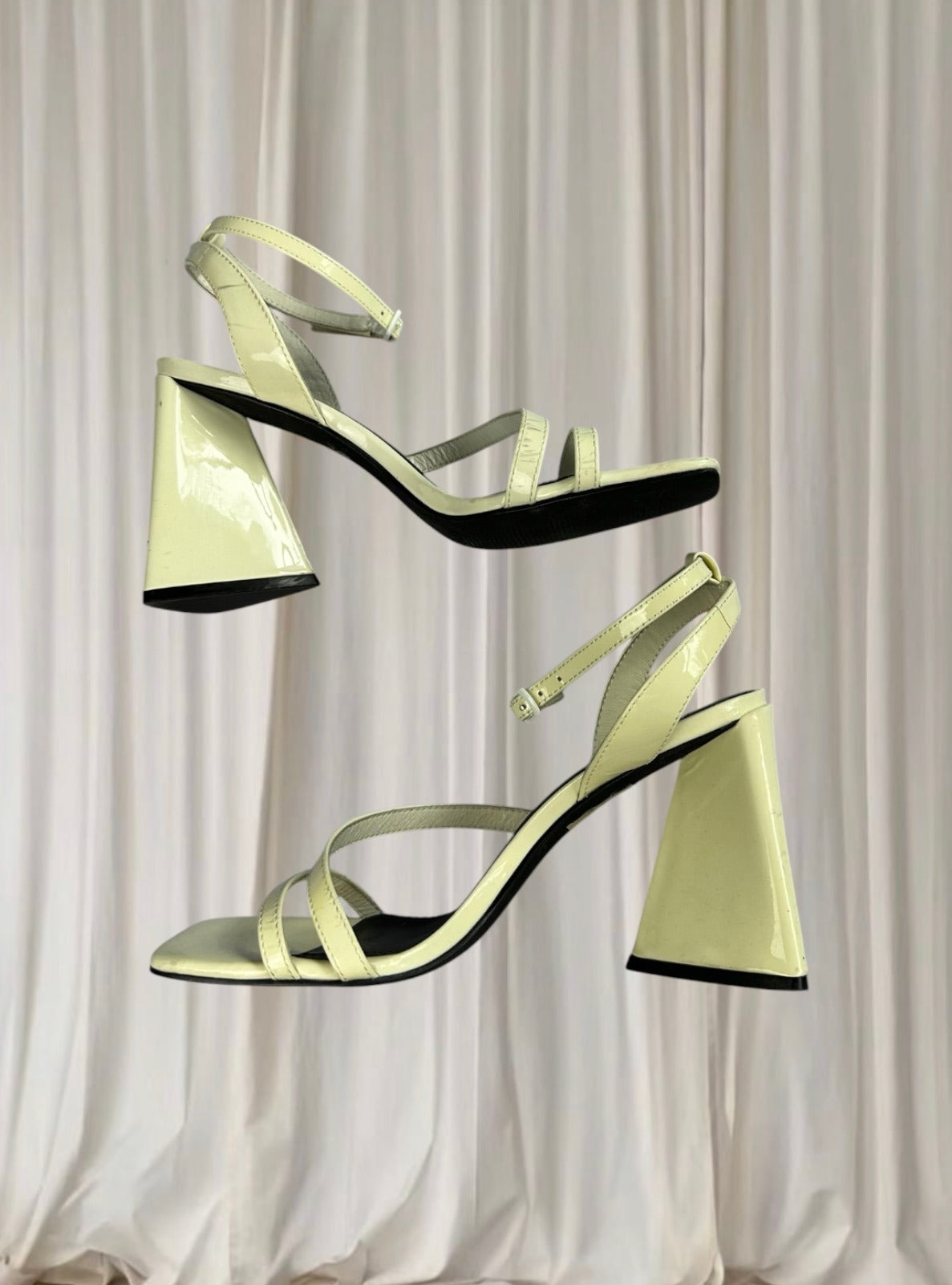 Wittner Strappy Block Heel Sandals - White Patent Square Toe EU37 - Image 5