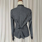 Verge Punk Grunge PinStriped Blouse - Hook and Eye Front Detail M - Image 5