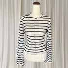 &Me Striped Raw Edge Knit Long Sleeve Top - Black And Cream - Image 1