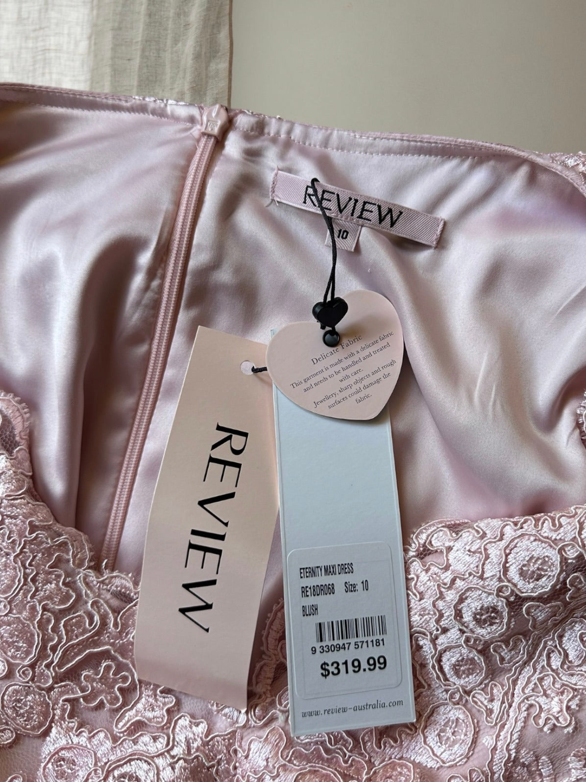 Review Eternity Maxi Dress Formal -  Blush Pink Lace Bodice AU10 NEW - Image 5