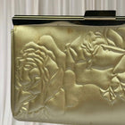 Estee Lauder Vintage Clutch - Gold Satin Rose Embossed Evening Bag - Image 7