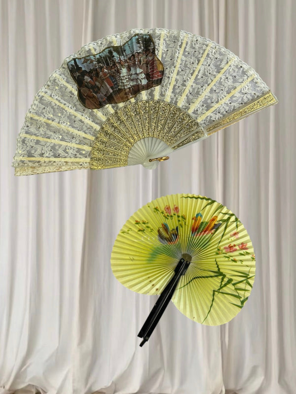 Vintage Decorative Spanish and Oriental Traditional Folding Hand Fan Set - Image 1