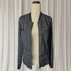 Verge Punk Grunge PinStriped Blouse - Hook and Eye Front Detail M - Image 6