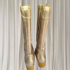 Taking Shape Western Cowboy Boots - Metallic Champagne Gold Knee High  - Image 4