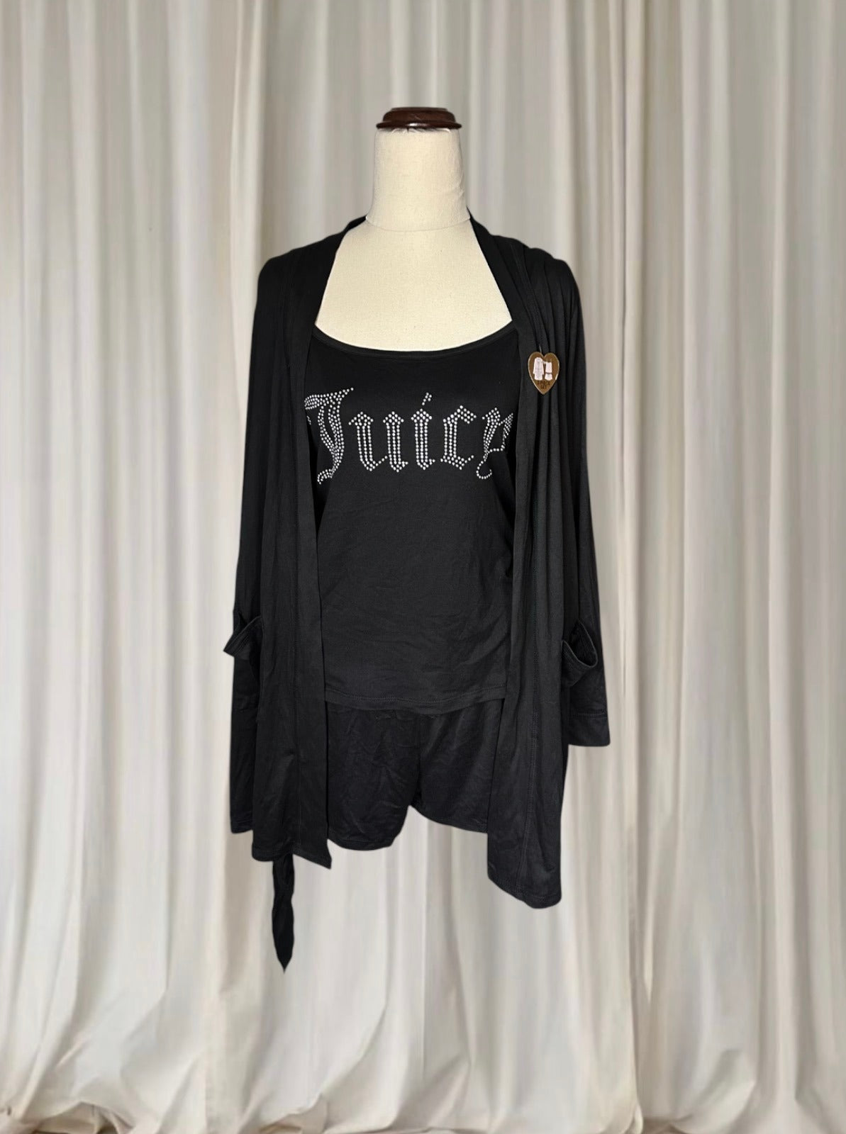 Juicy Couture 3-Piece Loungewear Set - Rhinestone Logo Black NEW M - Image 8