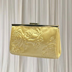 Estee Lauder Vintage Clutch - Gold Satin Rose Embossed Evening Bag - Image 1